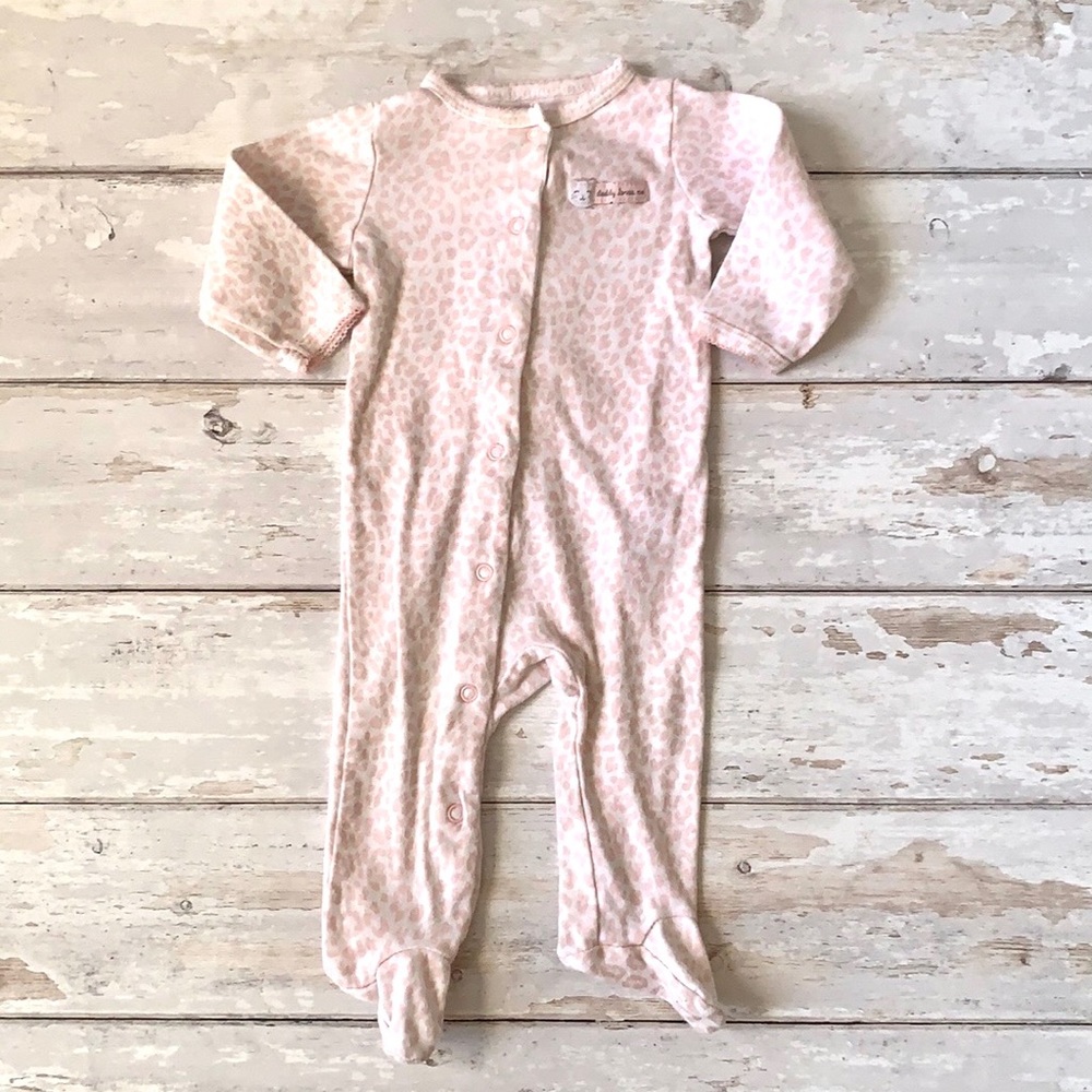 Baby Girl 6m Footie Sleeper Cat Pajamas Pjs Pink White